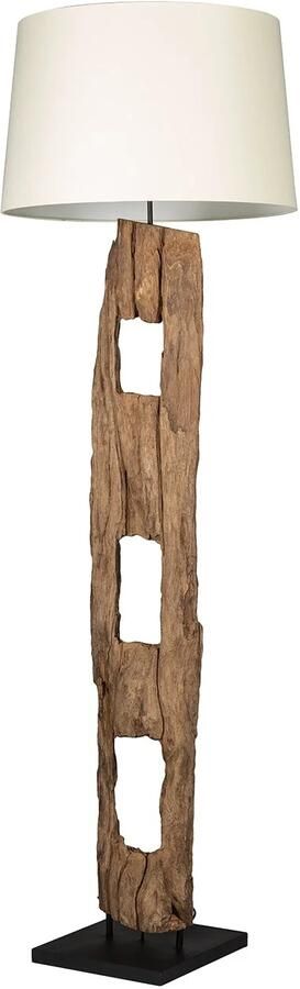 Invicta Interior Massieve vloerlamp BARRACUDA 177cm natuurlijk ijzerhout katoenen kap witte boomstam 41046 - Foto 2