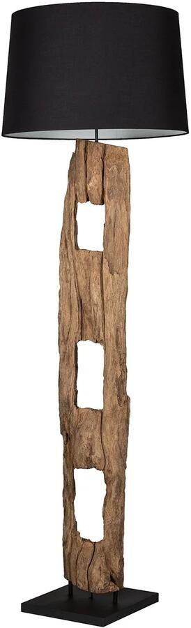 Invicta Interior Massieve vloerlamp BARRACUDA 177cm natuurlijk ijzerhout katoenen kap zwarte boomstam 41043 - Foto 2