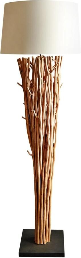 Invicta Interior Design drijfhout vloerlamp EUPHORIA 180cm naturel met linnen kap 20697 - Foto 2
