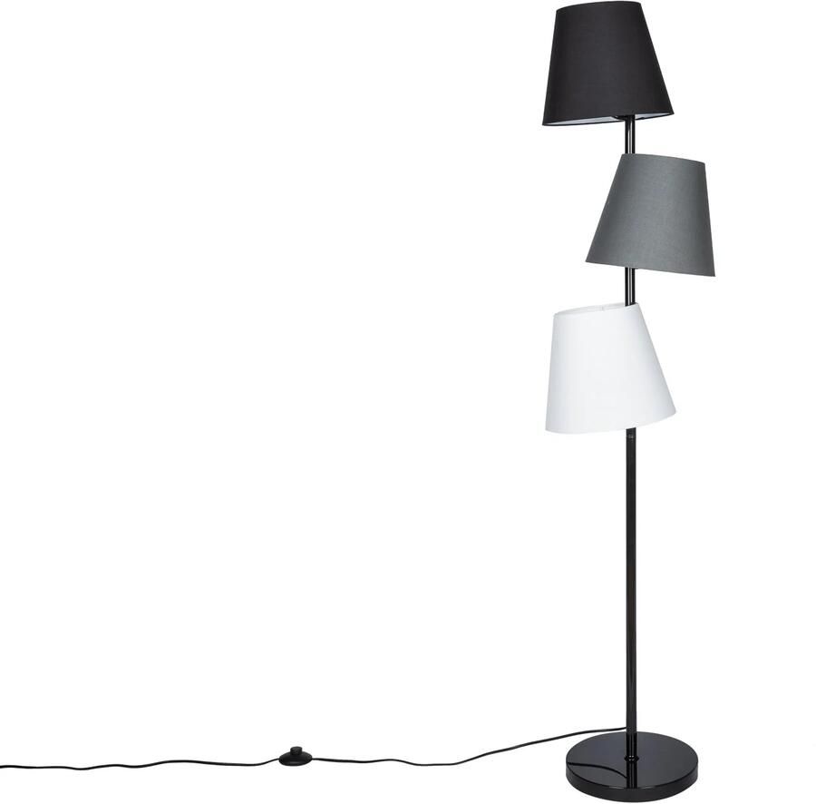 Invicta Interior Design vloerlamp LEVELS 163cm zwartgrijs met 3 linnen kappen 39674 - Foto 2