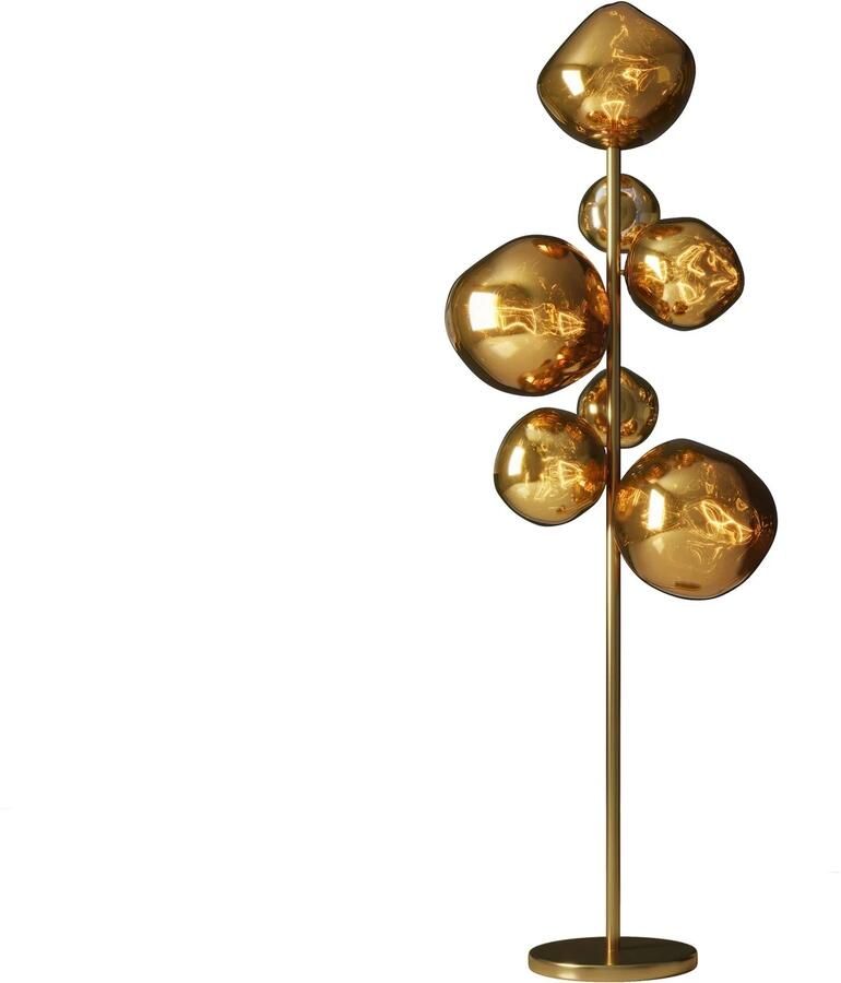Invicta Interior Design vloerlamp LIQUID DIAMOND 170cm goud glas staal zeven tinten bollamp 46022