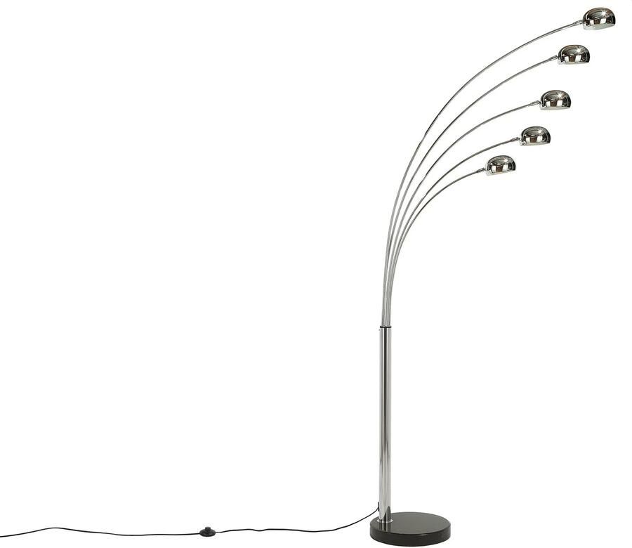 Invicta Interior Design booglamp FIVE LIGHTS 205cm chromen vloerlamp met zwart marmeren voet 7365 - Foto 2