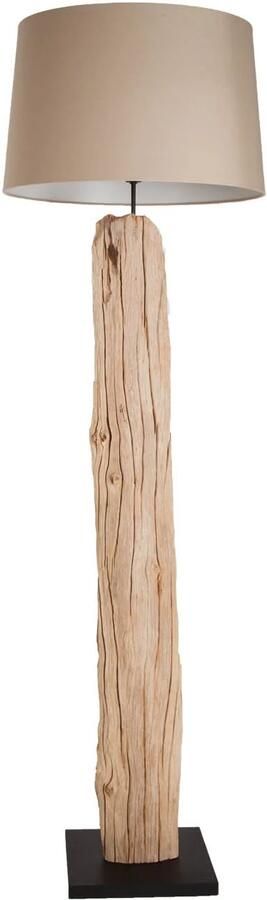 Invicta Interior Handgemaakte vloerlamp ROUSILIQUE 180cm beige drijfhoutlamp linnen kap boomstam 17320 - Foto 2