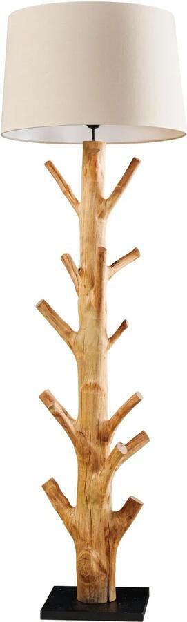 Invicta Interior Design vloerlamp TREE NATURE 180cm massief hout linnen kap handgemaakt 43323 - Foto 2