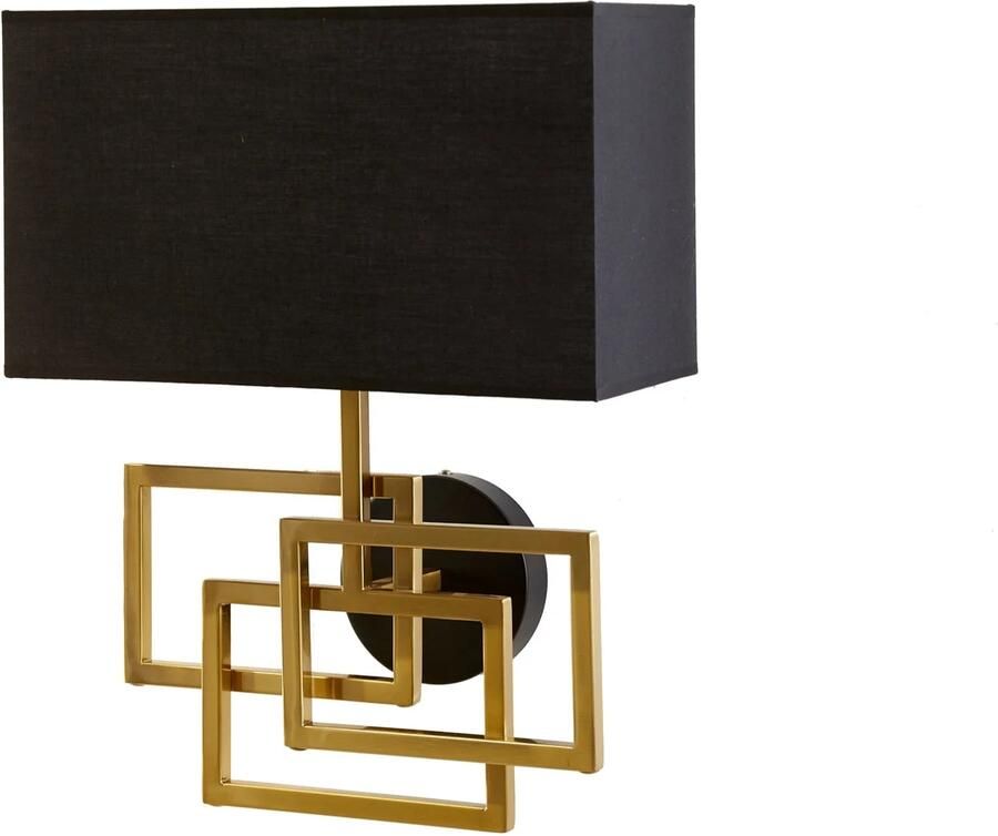Invicta Interior Moderne wandlamp ATLANTIS 44cm gouden stoffen kap zwarte lamp 41675 - Foto 2
