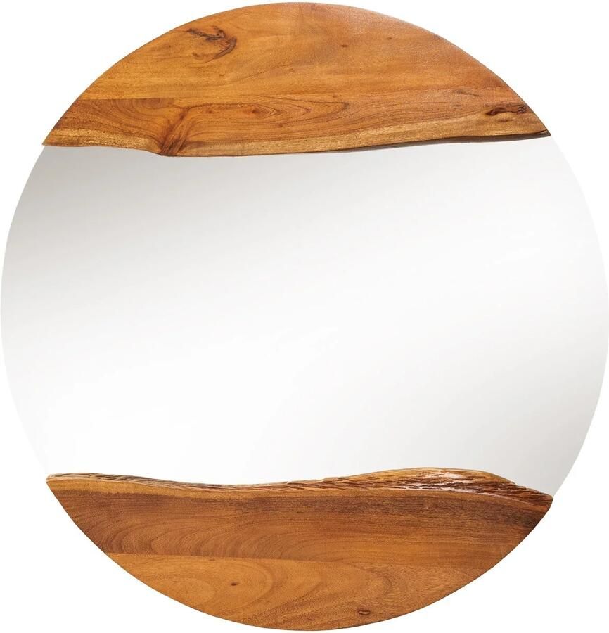 Invicta Interior Wandspiegel LIVING EDGE 100 cm rond met natuurlijke rand bruin acaciahout 46492