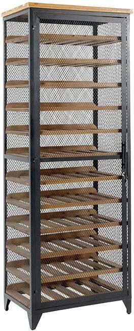 Invicta Interior Wijnkast BODEGA 185 cm naturel vurenhout met zwart metalen frame 44749