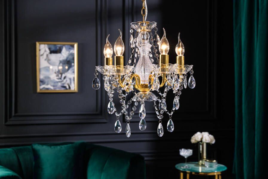 Invicta Interior Design kroonluchter DIAMONDS S 40cm goud acryl 5-armig barok design 43169 - Foto 1