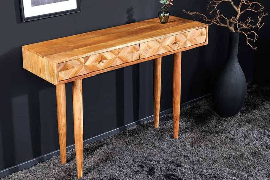 Invicta Interior Massief houten consoletafel ALPINE 105 cm bureau met lades en natuurlijke acaciahoningafwerking 43735 - Foto 1