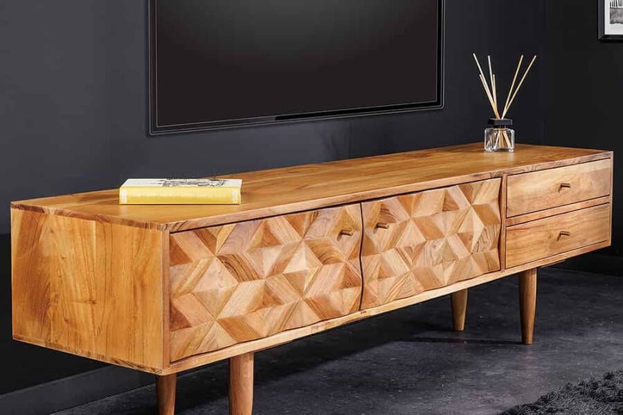Invicta Interior Massief houten tv-meubel ALPINE 145 cm natuurlijke acacia retro-design honingkleurige afwerking 43736 - Foto 1