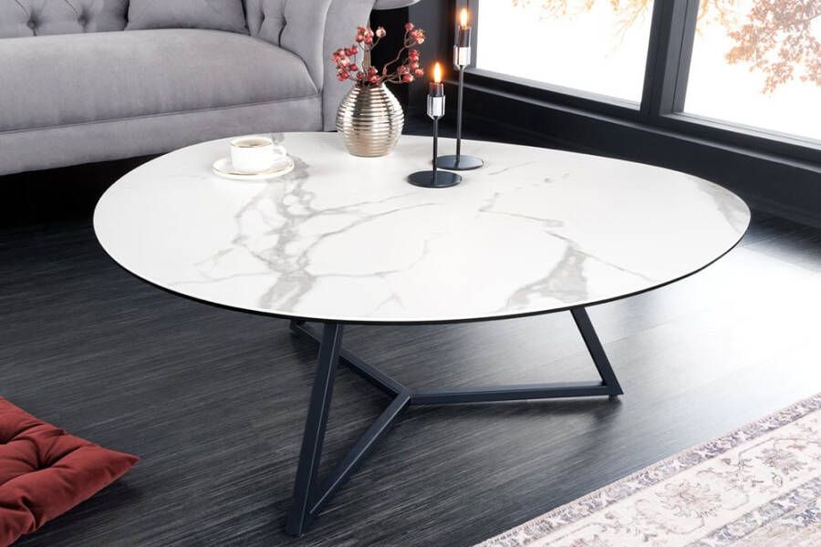 Invicta Interior Moderne salontafel MARVELOUS 90cm wit marmeren keramiek gemaakt in Italië 42142