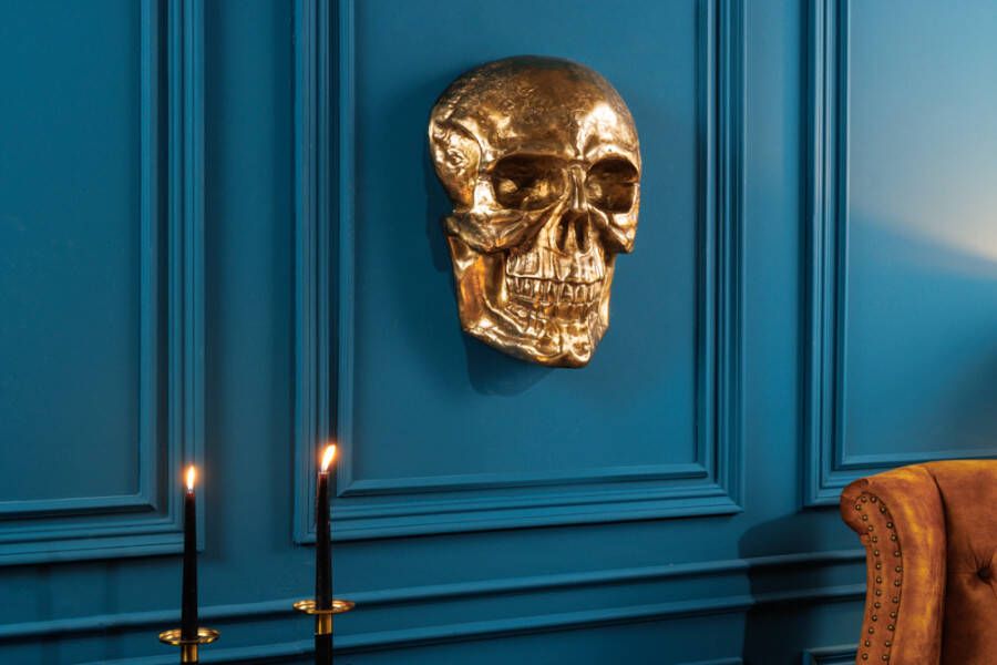 Invicta Interior Exclusief wandsculptuur SKULL XXL 40cm gouden decoratieve schedel 38385 - Foto 1