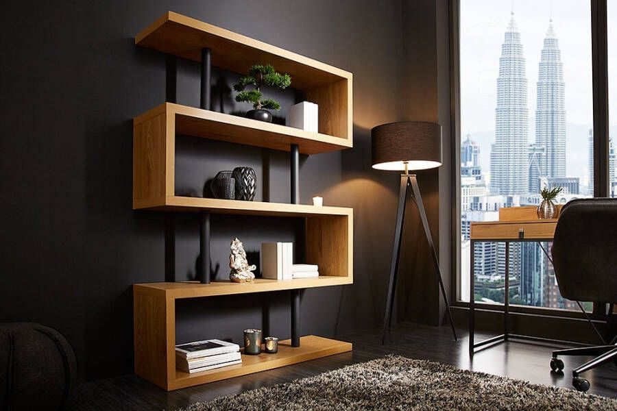 Invicta Interior Design plank SNAKE 165cm eikenlook boekenkast met vijf planken 41214