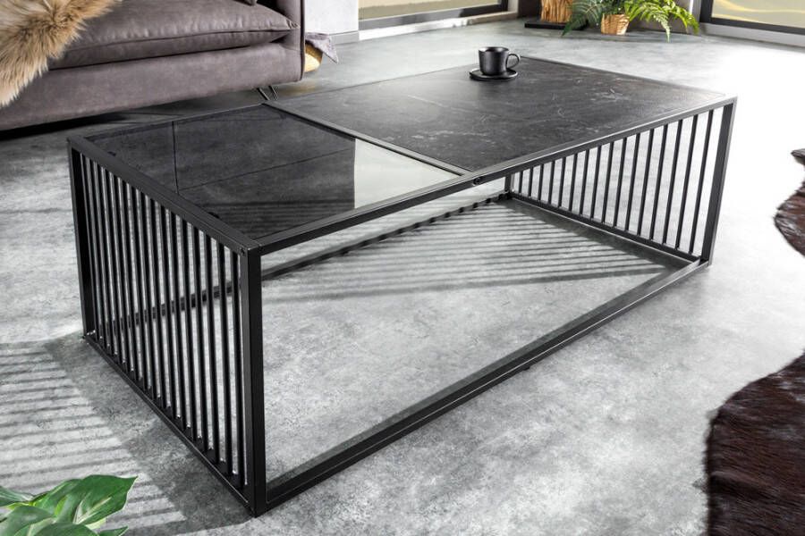 Invicta Interior Design salontafel ARCHITECTURE 100cm zwart marmer rookglas metaal 43001