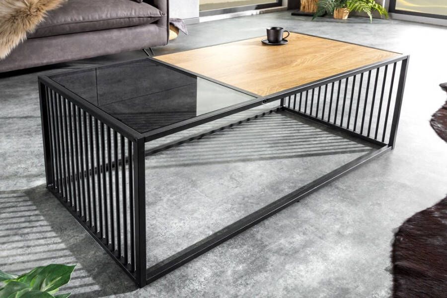 Invicta Interior Design salontafel ARCHITECTURE 100cm zwart wild eiken gerookt glas metaal 43002