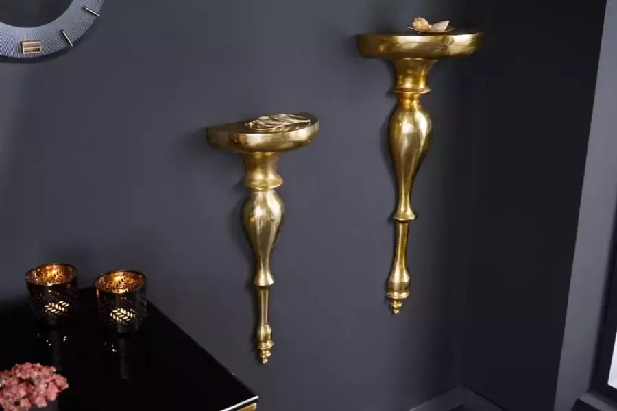 Invicta Interior Barokke wandconsole SCALA 60cm goud metalen wandplank handgemaakte wanddecoratie 42266 - Foto 1