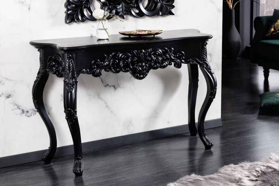 Invicta Interior Elegante console VENICE 110cm zwart mat barok design dressoir handgemaakt 42333