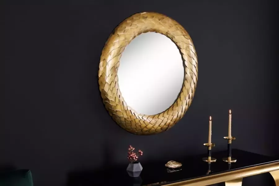 Invicta Interior Design spiegel VICTORY 80cm XL antiek koper rond van metaal handgemaakt 42229