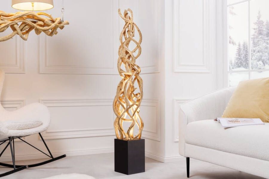 Invicta Interior Design vloerlamp VIGNE 150cm natuurlijk gerecycled massief hout handgemaakt 43075