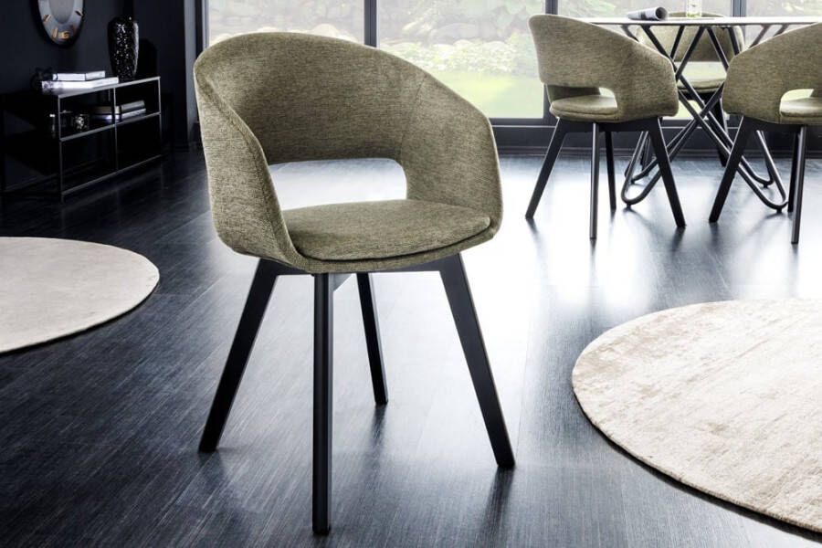 Invicta Interior Design stoel NORDIC STAR groene structuurstof houten poten 43425