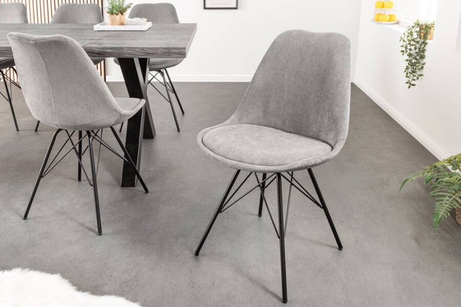 Invicta Interior Design stoel SCANDINAVIA MEISTERSTÜCK grijs koord zwart metalen frame 43696 - Foto 1