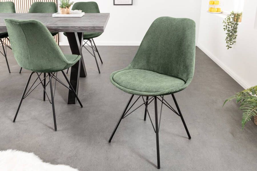 Invicta Interior Design stoel SCANDINAVIA MEISTERSTÃœCK groen koord zwart metalen frame 43698