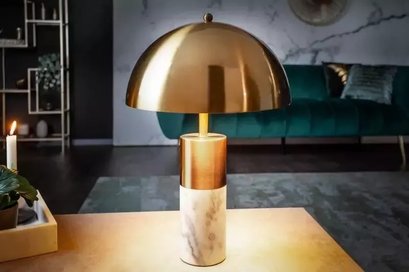 Invicta Interior Elegante tafellamp BURLESQUE 52cm goud met wit marmeren voet 40778 - Foto 1