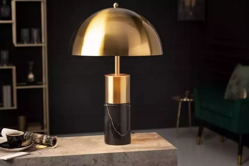 Invicta Interior Elegante tafellamp BURLESQUE 52cm goud met zwart marmeren voet 41319