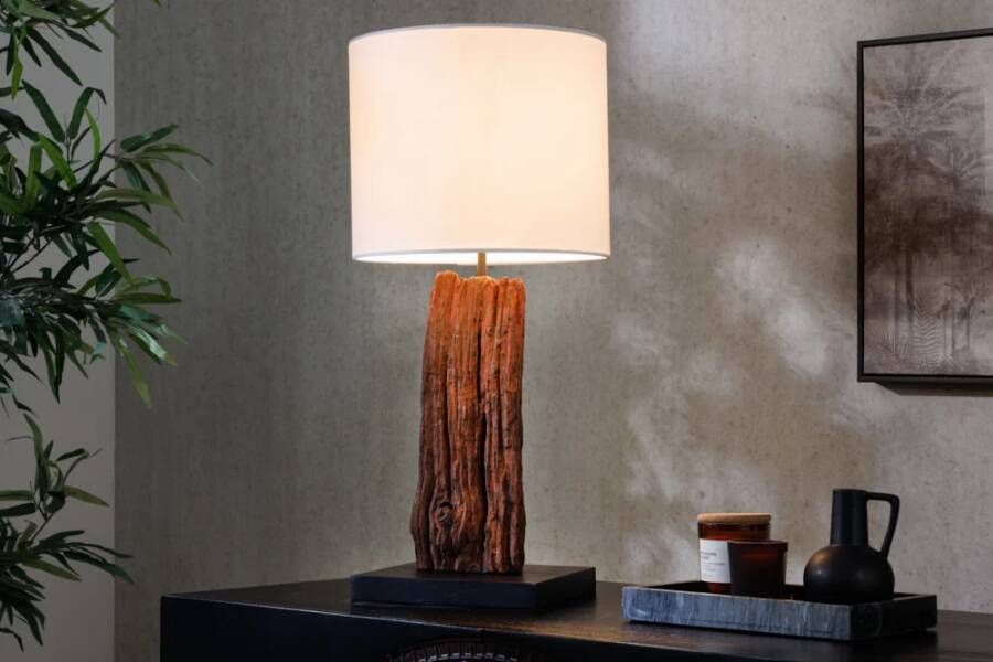 Invicta Interior Design tafellamp ROUSILIQUE 60cm natuurlijk wit rond drijfhout handgemaakt 43451