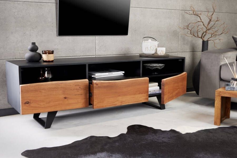 Invicta Interior Industrieel design tv-meubel ORGANIC ARTWORK 140 cm massief acaciahout ijzeren frame 43305 - Foto 1