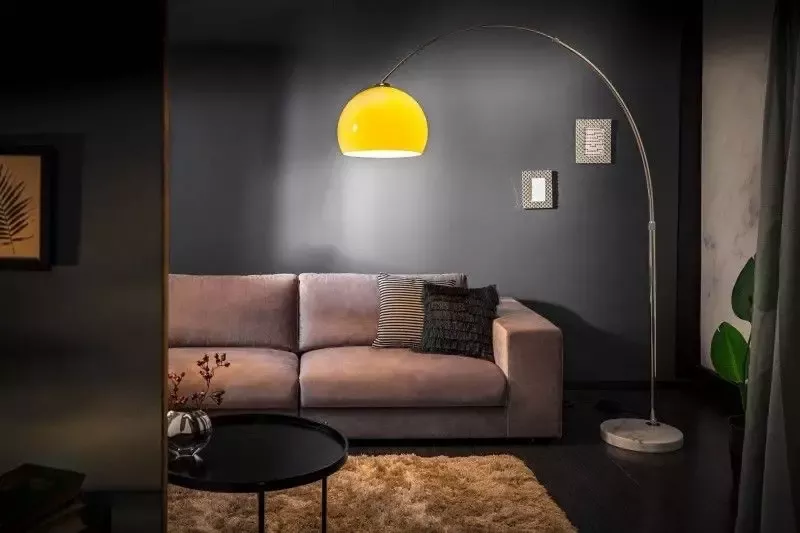 Invicta Interior Uitschuifbare booglamp LOUNGE DEAL 175-205cm vloerlamp met oranje marmeren voet 20747