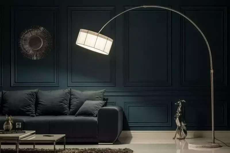 Invicta Interior Design booglamp EXTENSO 230cm witte vloerlamp met wit marmeren voet 20140
