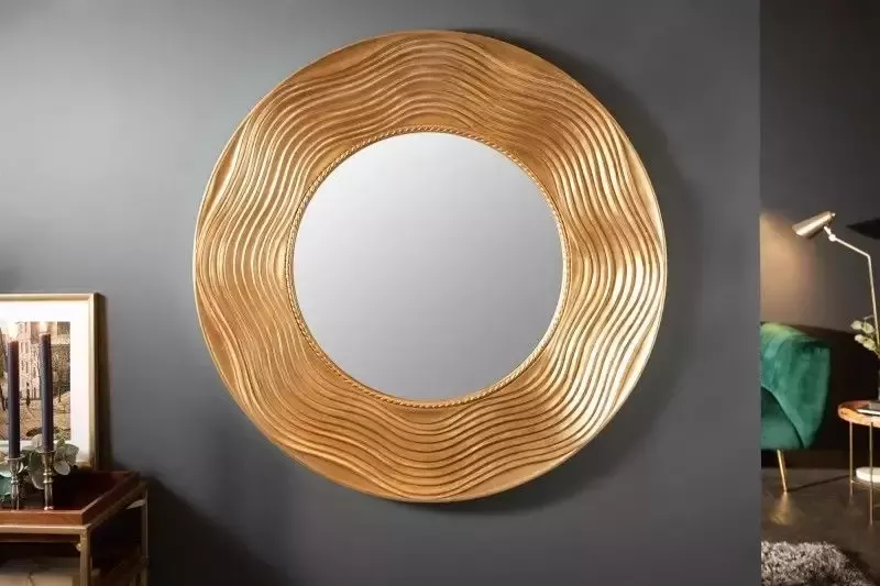 Invicta Interior Elegante wandspiegel CIRCLE 100cm goud rond met versierde lijst 40697