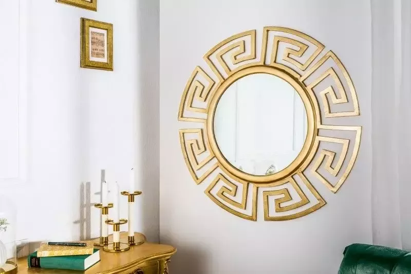 Invicta Interior Glamorous design spiegel EUPHORIA XL 85cm gouden wandspiegel handgemaakt van metaal 38744