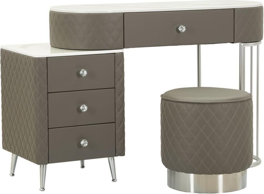 Mauro Ferretti BEDJE BUREAU SHARON GRIJS MET KRUK ZILVEREN POTEN CM 120X40X75 (AFMETING KRUK Ø36X39)