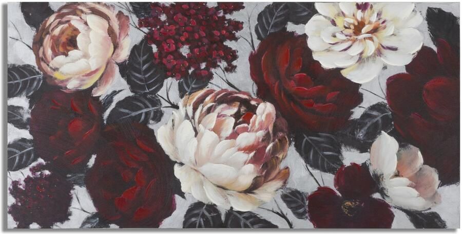 Mauro Ferretti HANDGEMAAKTE MUURSCHILDERING WIT RODE BLOEM LIGHTBACK 150X3 8X76