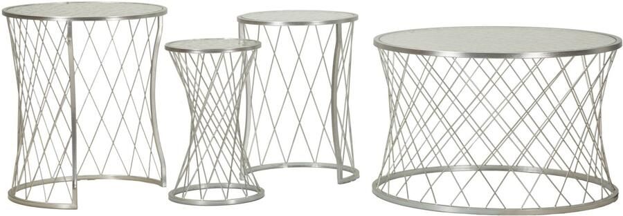 Mauro Ferretti TAFEL NOAH ZILVER SET 4 STUKS CM Ø 70X45-47X54 5-36x50-28x45