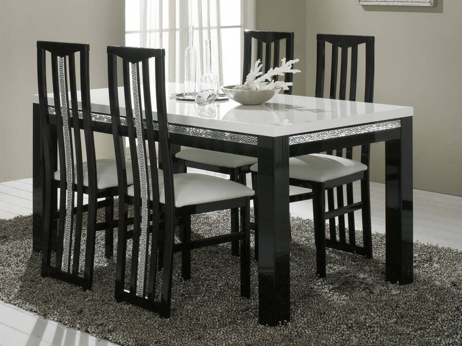 Mobistoxx Eettafel REBECCA 160 cm hoogglans zwart/hoogglans wit online kopen