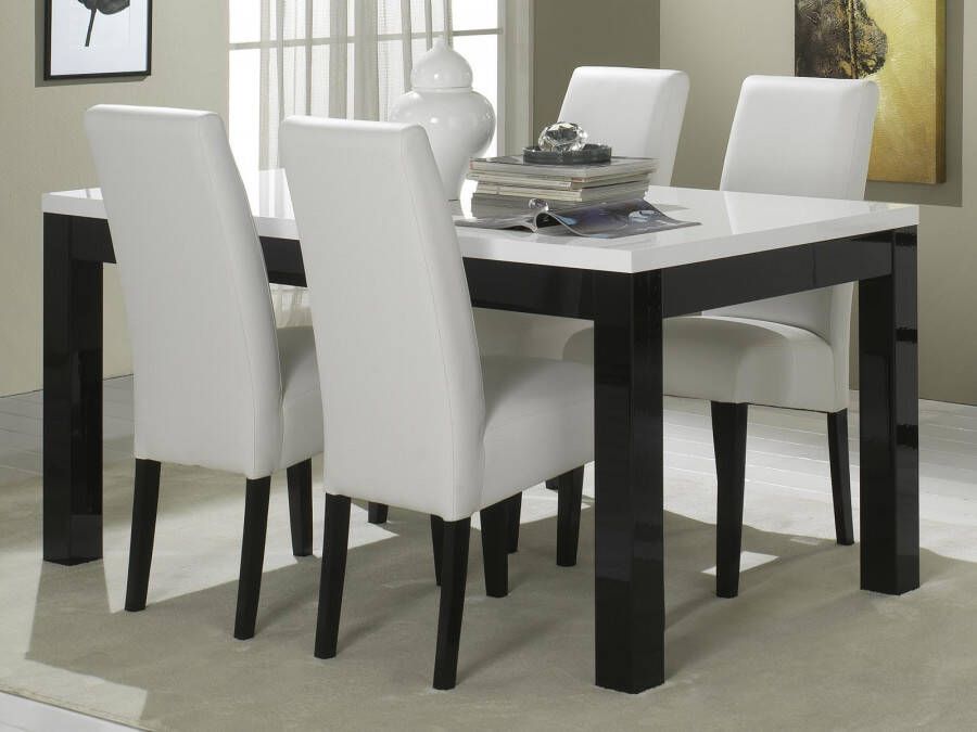 Mobistoxx Eettafel ROMEO 160 cm hoogglans zwart/hoogglans wit online kopen