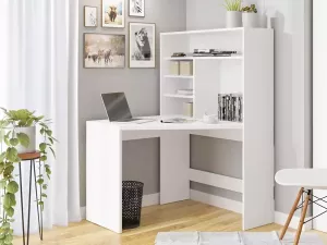 Mobistoxx Hoekbureau ZAYDA wit met boekenkast
