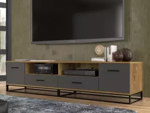 Mobistoxx Tv-meubel ARSA 2 deuren 2 lades grafiet bruin