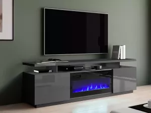 Mobistoxx Tv-meubel met haard EVAPE 2 deuren grafiet hoogglans grafiet