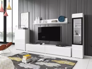 Mobistoxx TV-meubel set VITTORIO 7 deuren hoogglans wit met led