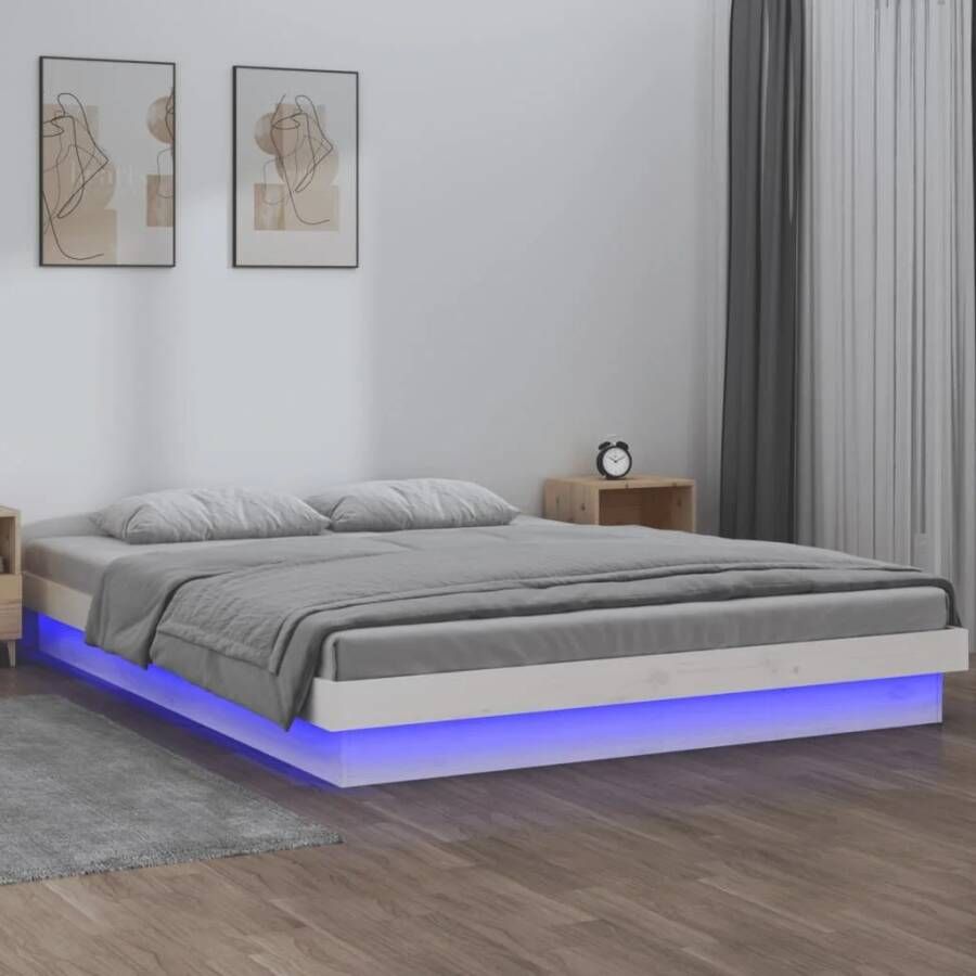 Vida XL Bedframe LED massief hout wit 160x200 cm SKU: 819983 - Foto 1