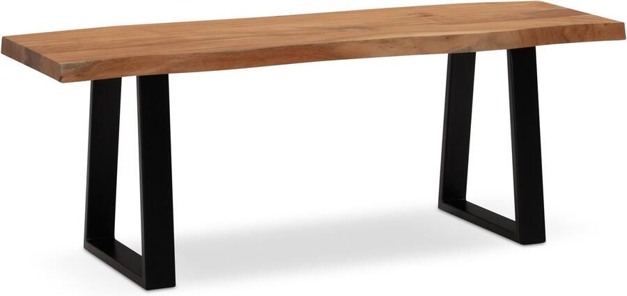Ervesto Kledingkastbank Acacia Halbank Garderobebank Licht goudbruin Modern design Trapeziumvormige poten