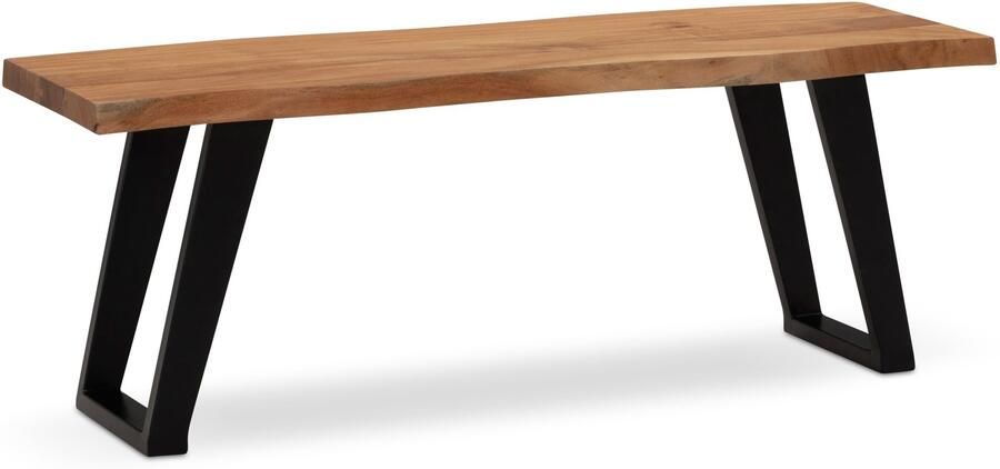 Ervesto Kledingkastbank Acacia Halbank Garderobebank Licht goudbruin Modern design U-vormige metalen poten