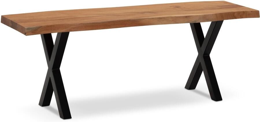 Wohnling Bank acaciahout zwart X-poten 120 cm