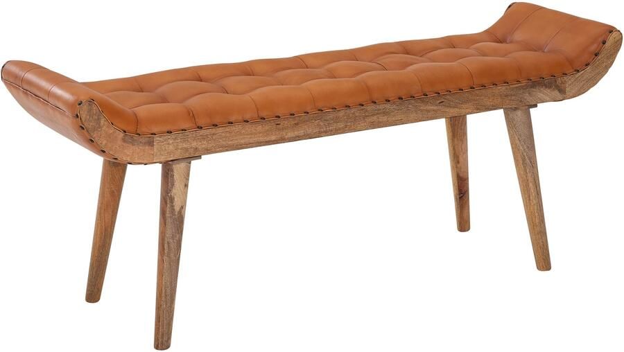Wohnling Bank echt leer bruin 125 cm lang