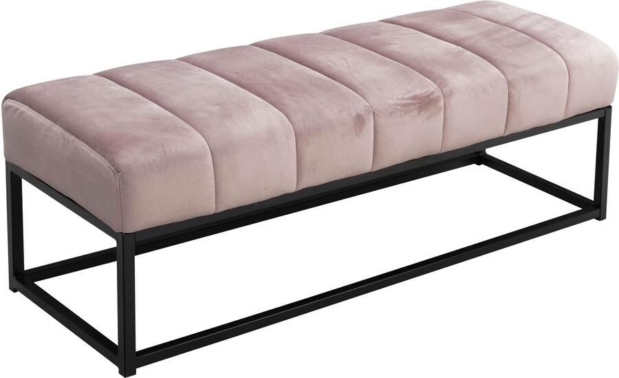 Ervesto Fluweel Roze Bank Design Bedbank Halbank Modern en Elegant Met Metalen Frame Comfortabel en Ruimtebesparend
