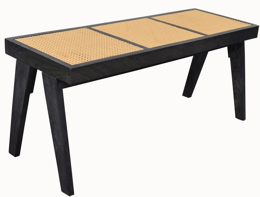 Wohnling Bank rotan acaciahout zwart 120 cm - Foto 2
